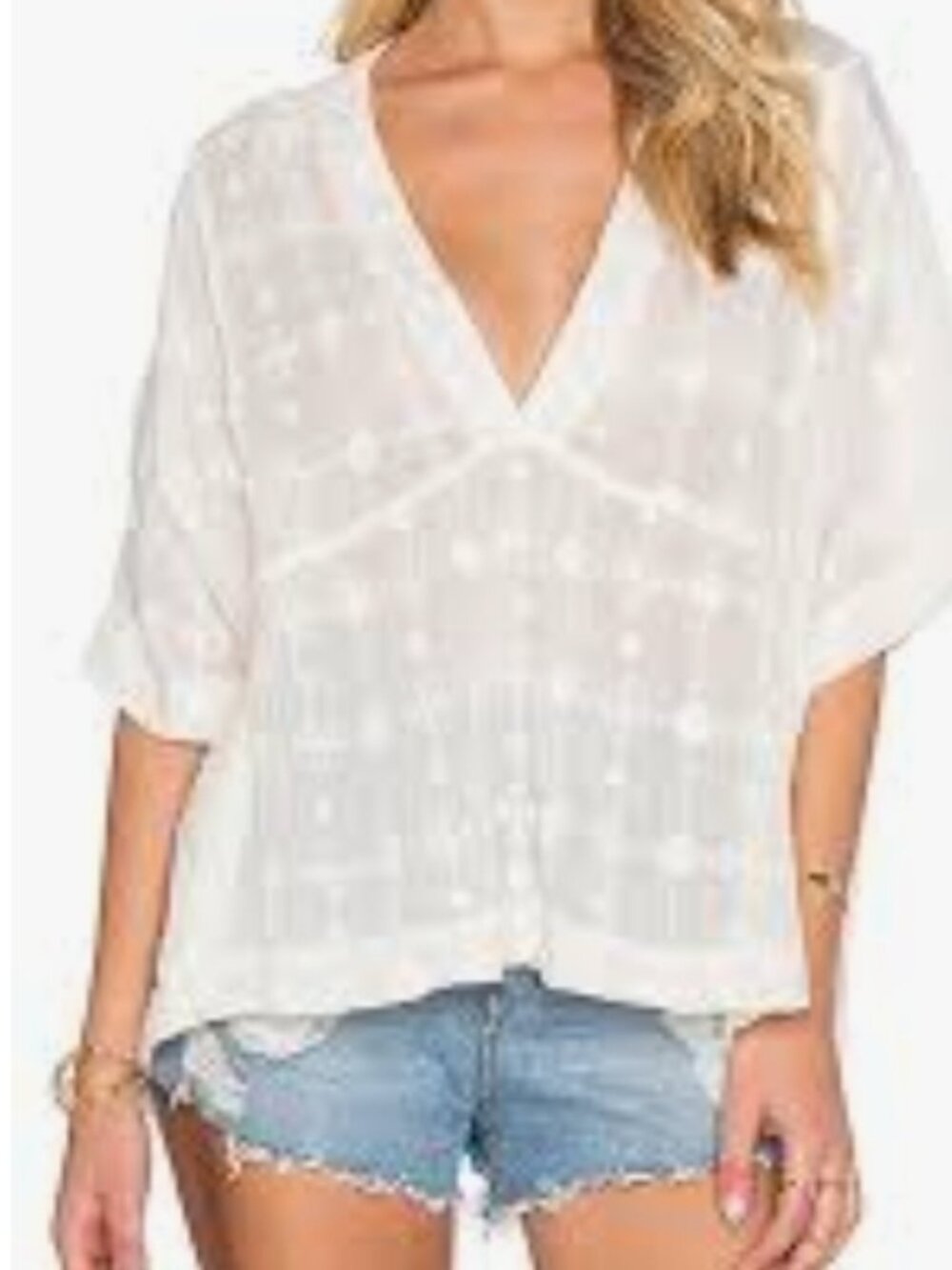 Free Pepple Amber Skies Embroidered Sheer Top